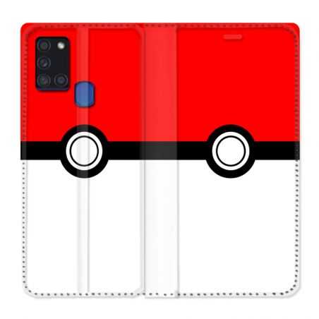 Housse cuir portefeuille pour Samsung Galaxy A21S Pokemon Pokeball