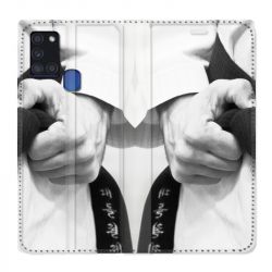 Housse cuir portefeuille pour Samsung Galaxy A21S Judo Kimono