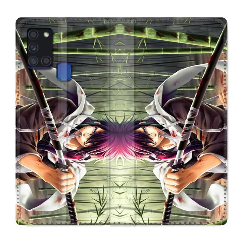 Housse cuir portefeuille pour Samsung Galaxy A21S Manga Bambou