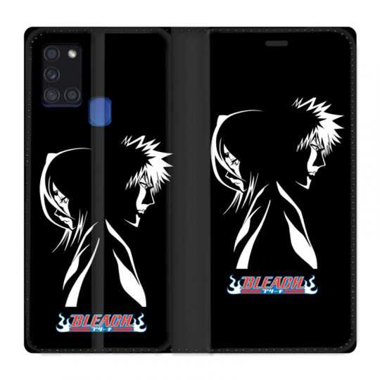 Housse cuir portefeuille pour Samsung Galaxy A21S Manga Bleach Duo