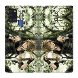 Housse cuir portefeuille pour Samsung Galaxy A21S Manga Bois