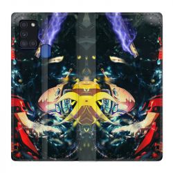 Housse cuir portefeuille pour Samsung Galaxy A21S Manga Boruto Eclair