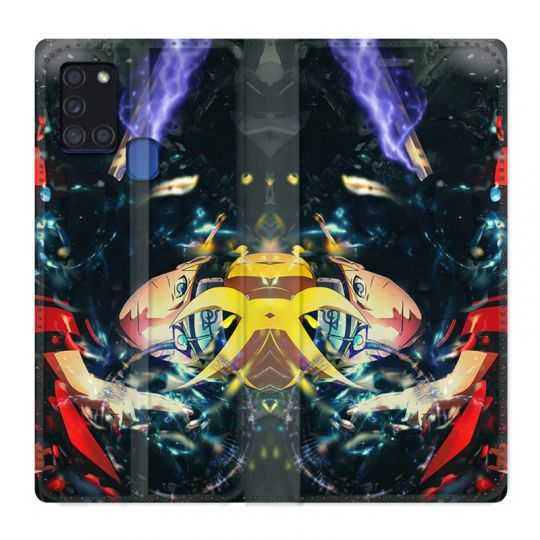 Housse cuir portefeuille pour Samsung Galaxy A21S Manga Boruto Eclair