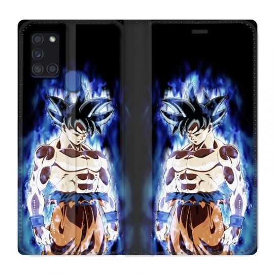 Housse cuir portefeuille pour Samsung Galaxy A21S Manga Dragon Ball Sangoku Noir