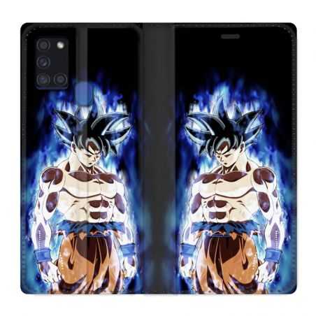 Housse cuir portefeuille pour Samsung Galaxy A21S Manga Dragon Ball Sangoku Noir