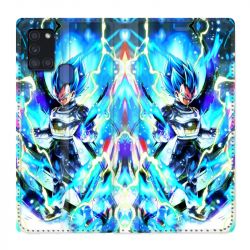 Housse cuir portefeuille pour Samsung Galaxy A21S Manga Dragon Ball Vegeta Bleu