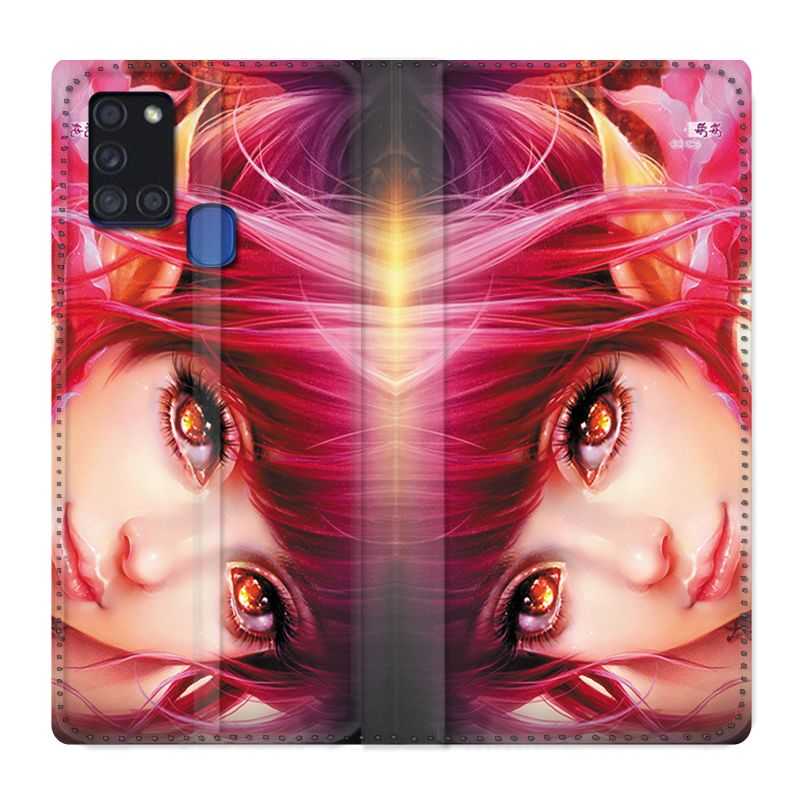 Housse cuir portefeuille pour Samsung Galaxy A21S Manga Elfe