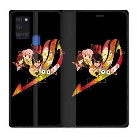 Housse cuir portefeuille pour Samsung Galaxy A21S Manga Fairy Tail Logo Noir
