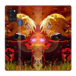 Housse cuir portefeuille pour Samsung Galaxy A21S Manga Full Alchemist Rouge