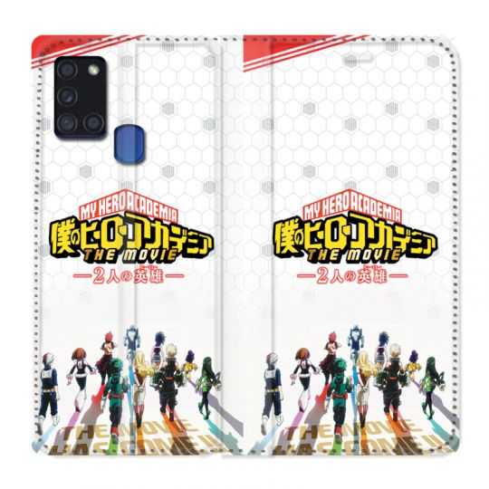 Housse cuir portefeuille pour Samsung Galaxy A21S Manga My Hero Academia Blanc