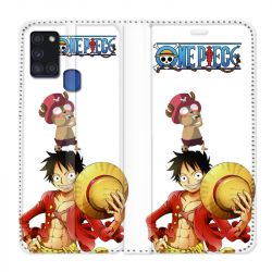 Housse cuir portefeuille pour Samsung Galaxy A21S Manga One Piece Chopper