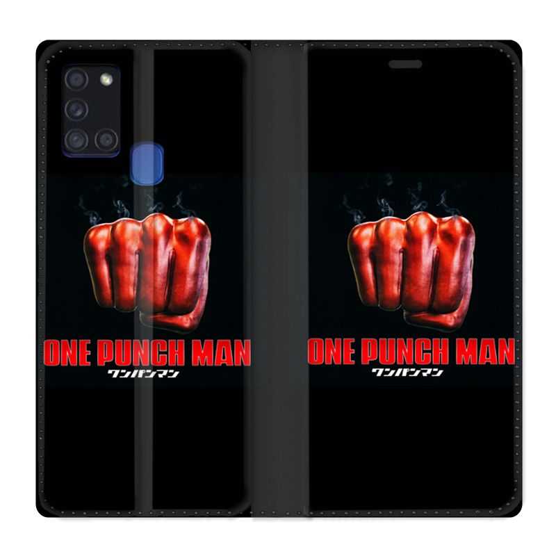 Housse cuir portefeuille pour Samsung Galaxy A21S Manga One Punch Man Poing