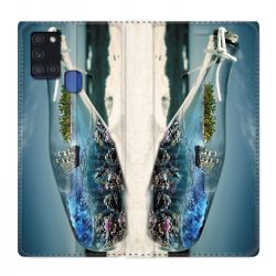 Housse cuir portefeuille pour Samsung Galaxy A21S Mer Bouteille