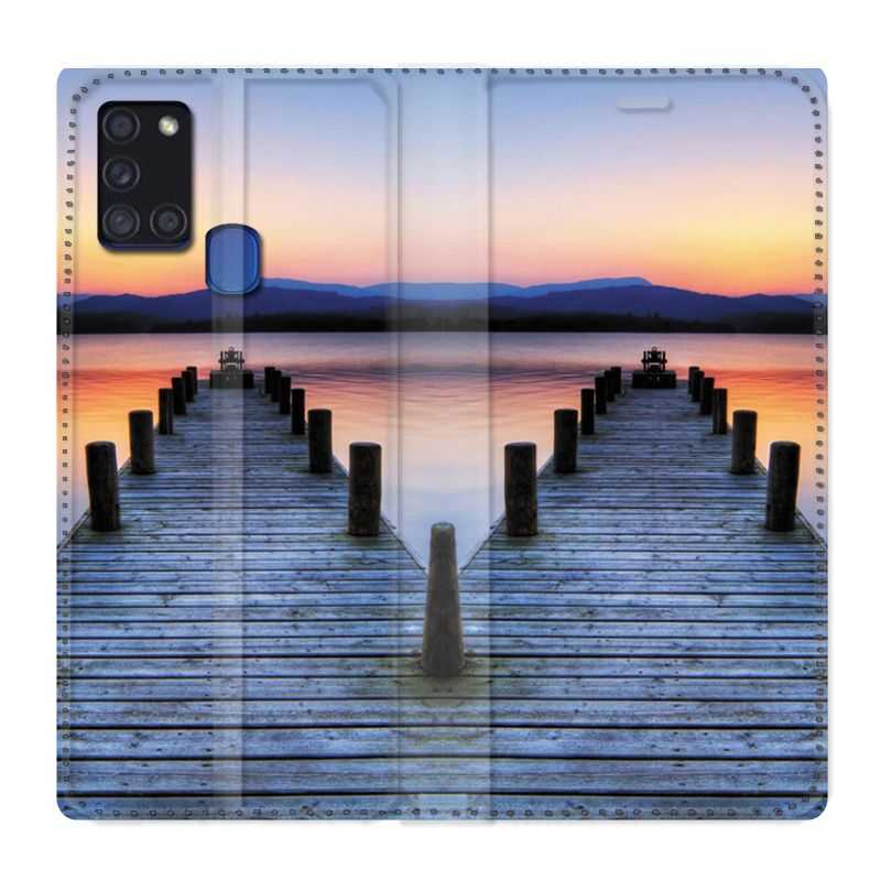 Housse cuir portefeuille pour Samsung Galaxy A21S Ponton