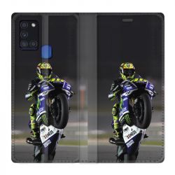 Housse cuir portefeuille pour Samsung Galaxy A21S Moto Wheeling