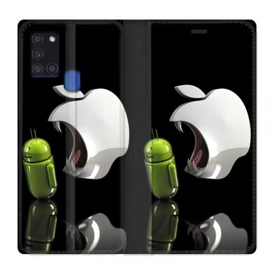 Housse cuir portefeuille pour Samsung Galaxy A21S Pomme Dent