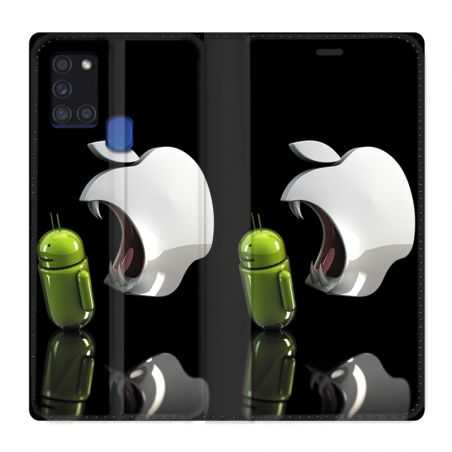Housse cuir portefeuille pour Samsung Galaxy A21S Pomme Dent