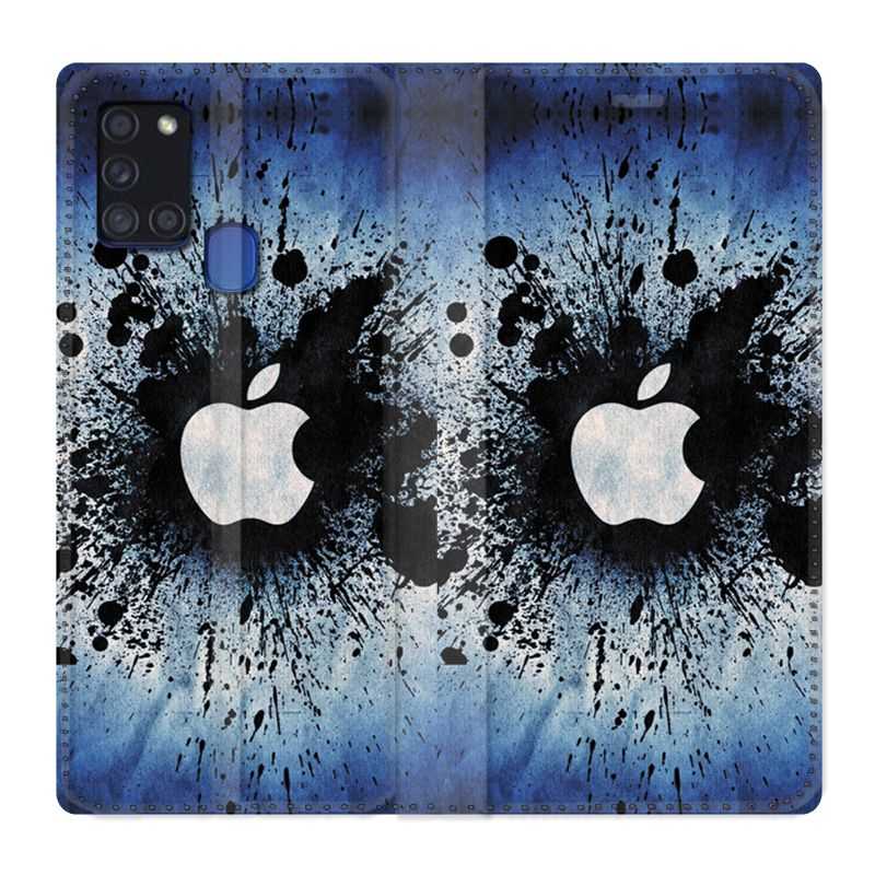 Housse cuir portefeuille pour Samsung Galaxy A21S Pomme Eclaboussure