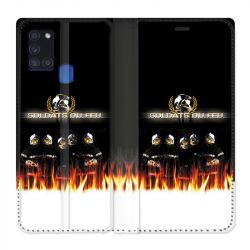 Housse cuir portefeuille pour Samsung Galaxy A21S Pompier Soldat