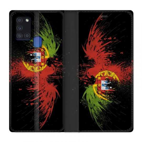 Housse cuir portefeuille pour Samsung Galaxy A21S Portugal Aigle