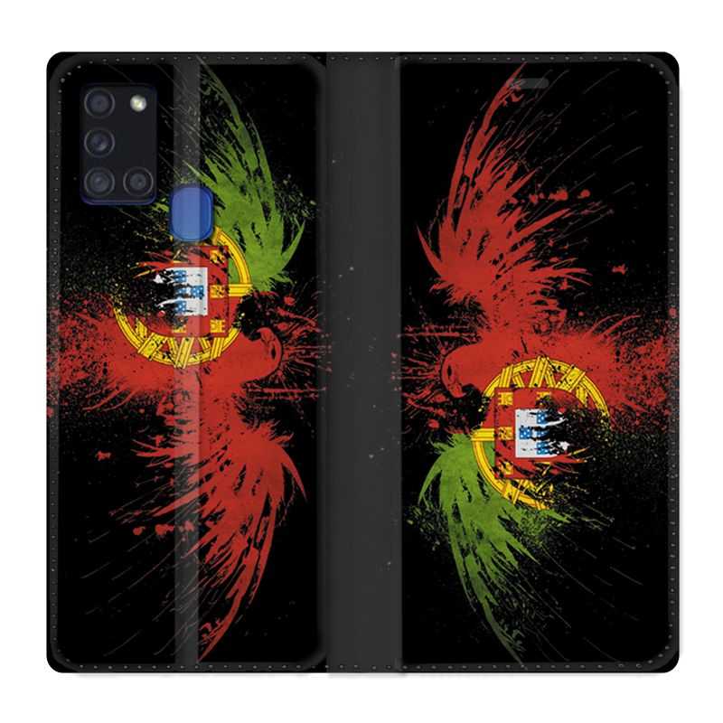 Housse cuir portefeuille pour Samsung Galaxy A21S Portugal Aigle