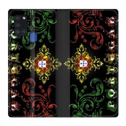Housse cuir portefeuille pour Samsung Galaxy A21S Portugal Arabesque