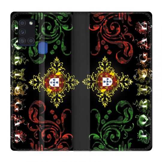 Housse cuir portefeuille pour Samsung Galaxy A21S Portugal Arabesque