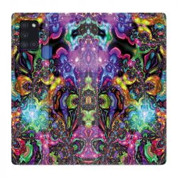 Housse cuir portefeuille pour Samsung Galaxy A21S Psychedelic Colore