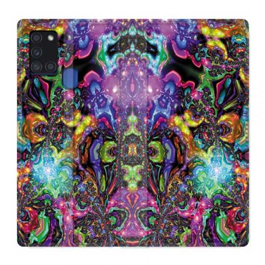 Housse cuir portefeuille pour Samsung Galaxy A21S Psychedelic Colore