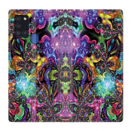 Housse cuir portefeuille pour Samsung Galaxy A21S Psychedelic Colore