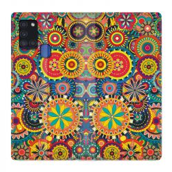 Housse cuir portefeuille pour Samsung Galaxy A21S Psychedelic Roue