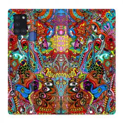 Housse cuir portefeuille pour Samsung Galaxy A21S Psychedelic Yeux