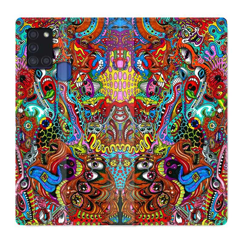 Housse cuir portefeuille pour Samsung Galaxy A21S Psychedelic Yeux