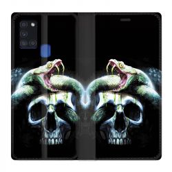 Housse cuir portefeuille pour Samsung Galaxy A21S serpent Crane