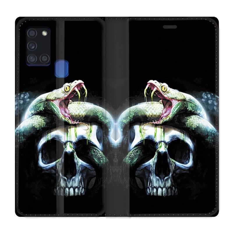 Housse cuir portefeuille pour Samsung Galaxy A21S serpent Crane