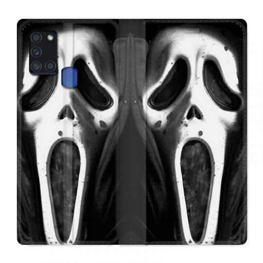 Housse cuir portefeuille pour Samsung Galaxy A21S Scream Noir