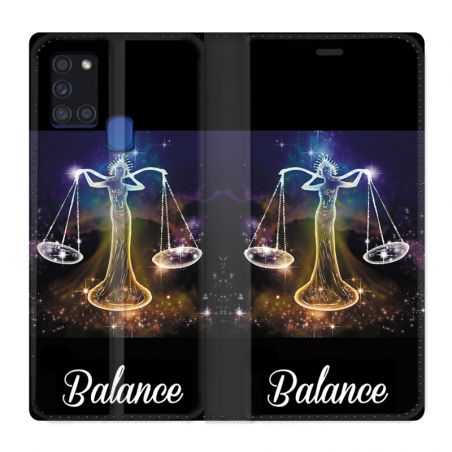 Housse cuir portefeuille pour Samsung Galaxy A21S Signe Zodiaque 2 Balance