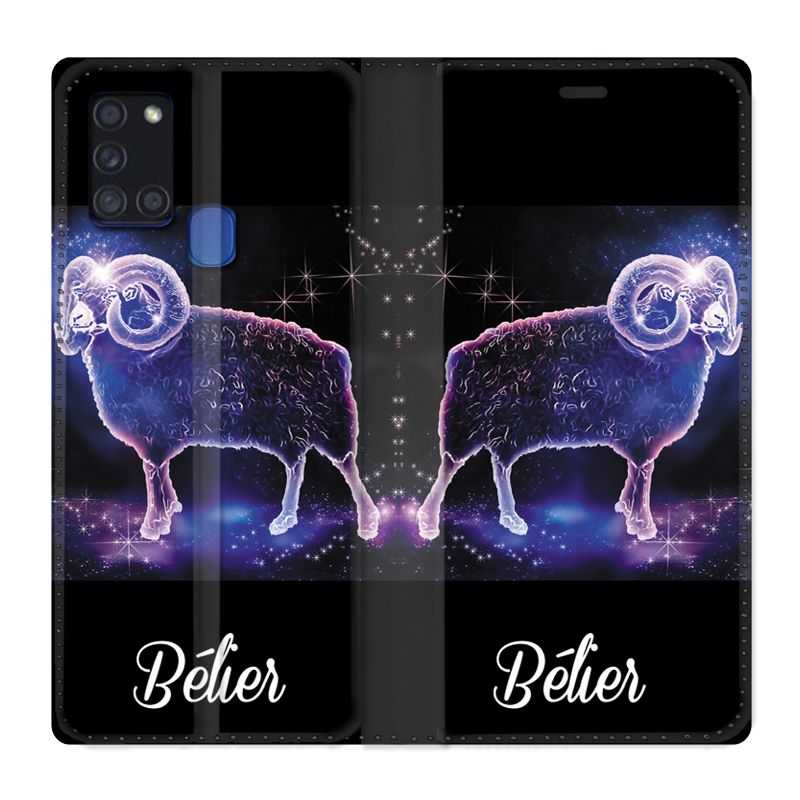 Housse cuir portefeuille pour Samsung Galaxy A21S Signe Zodiaque 2 Bélier