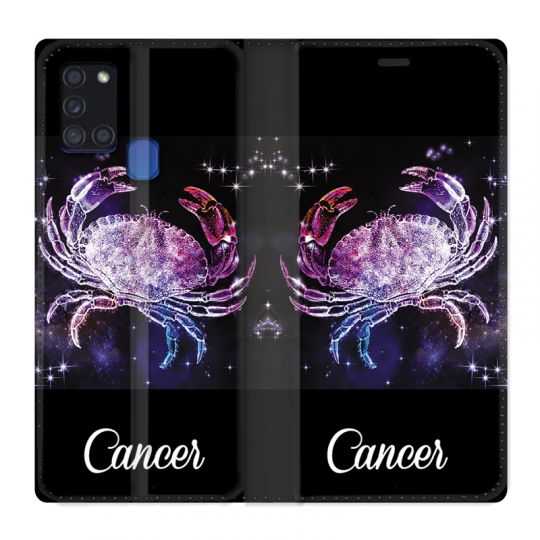 Housse cuir portefeuille pour Samsung Galaxy A21S Signe Zodiaque 2 Cancer