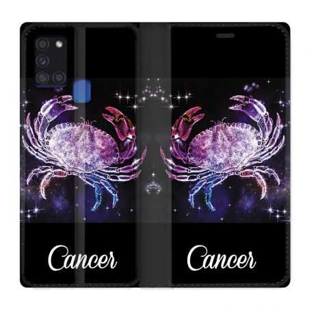 Housse cuir portefeuille pour Samsung Galaxy A21S Signe Zodiaque 2 Cancer