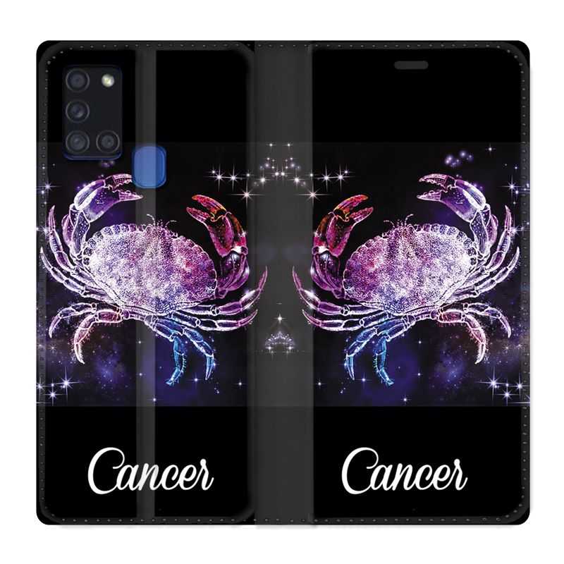 Housse cuir portefeuille pour Samsung Galaxy A21S Signe Zodiaque 2 Cancer