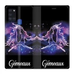 Housse cuir portefeuille pour Samsung Galaxy A21S Signe Zodiaque 2 Gémeaux