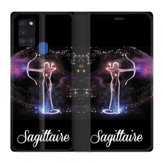 Housse cuir portefeuille pour Samsung Galaxy A21S Signe Zodiaque 2 Sagittaire