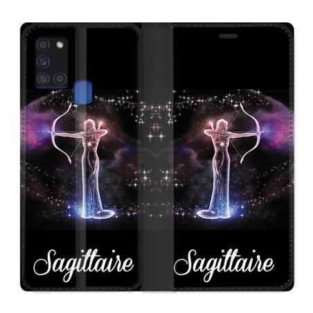 Housse cuir portefeuille pour Samsung Galaxy A21S Signe Zodiaque 2 Sagittaire