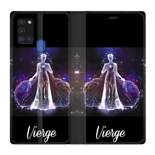 Housse cuir portefeuille pour Samsung Galaxy A21S Signe Zodiaque 2 Vierge