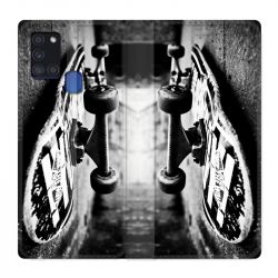 Housse cuir portefeuille pour Samsung Galaxy A21S Skate Vintage