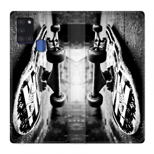 Housse cuir portefeuille pour Samsung Galaxy A21S Skate Vintage