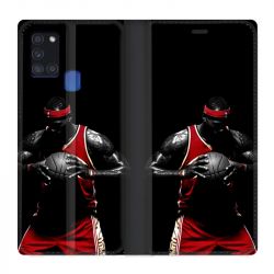 Housse cuir portefeuille pour Samsung Galaxy A21S Basketeur