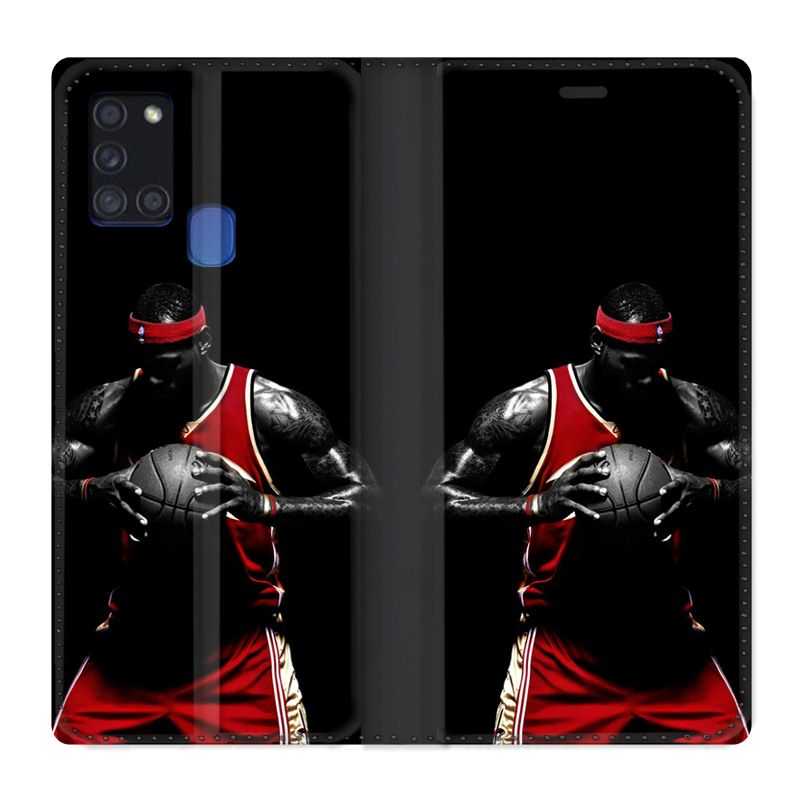 Housse cuir portefeuille pour Samsung Galaxy A21S Basketeur