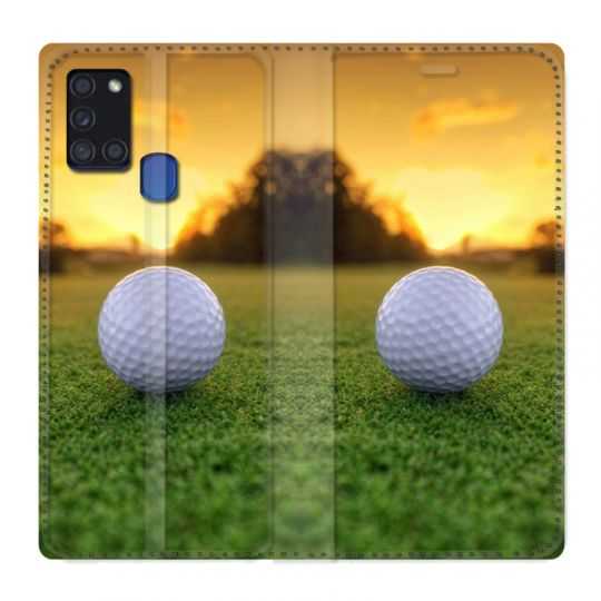 Housse cuir portefeuille pour Samsung Galaxy A21S Golf Balle